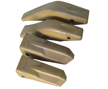 Bucket teeth and adapters of earthmoving machinery